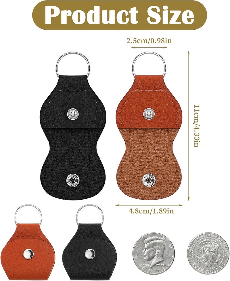 oruola 10pcs Guitar Pick Holder Keychain Leather,Leather Guitar Pick Keychain,Guitars Picks Holders Case,Coin Quarter Holder Keychains (Black and Brown) - Image 3